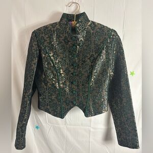 VTG Hobby Horse Jacquard Western Military Style Collared Button Up Jacket Size S